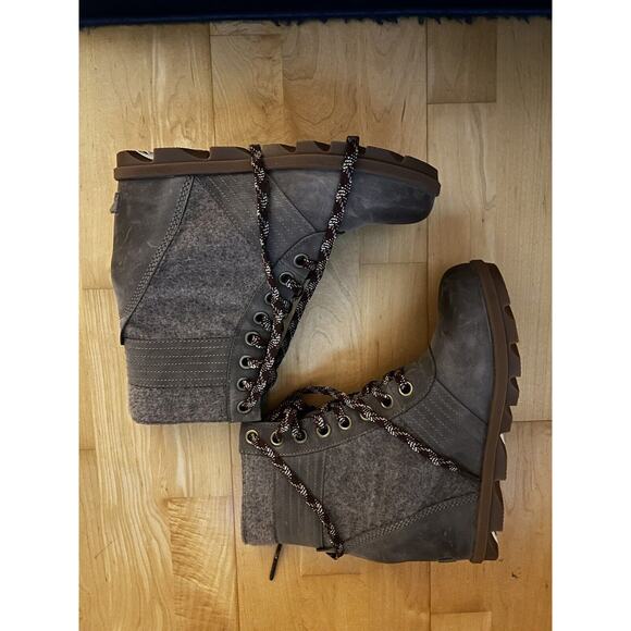 NWOT Sorel Joan Of Arctic Lexie Wedge Grey Brown 9.5 - Picture 2 of 4